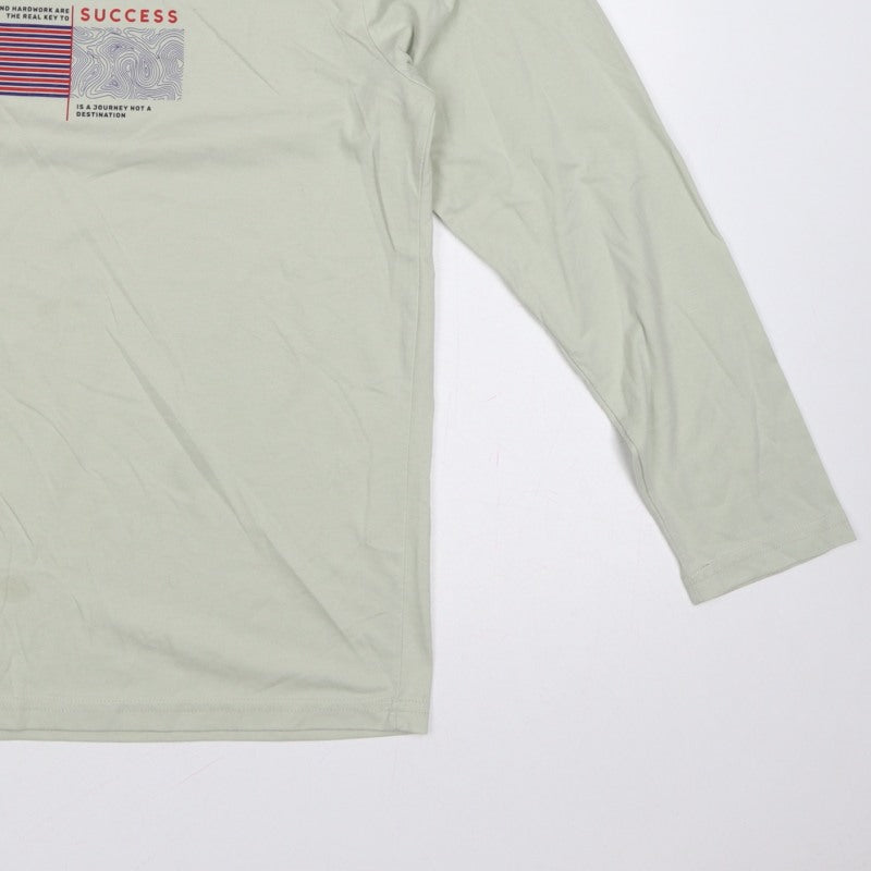 O'Taya Men's Green L Graphic Success Long Sleeve Crew Neck T-Shirt