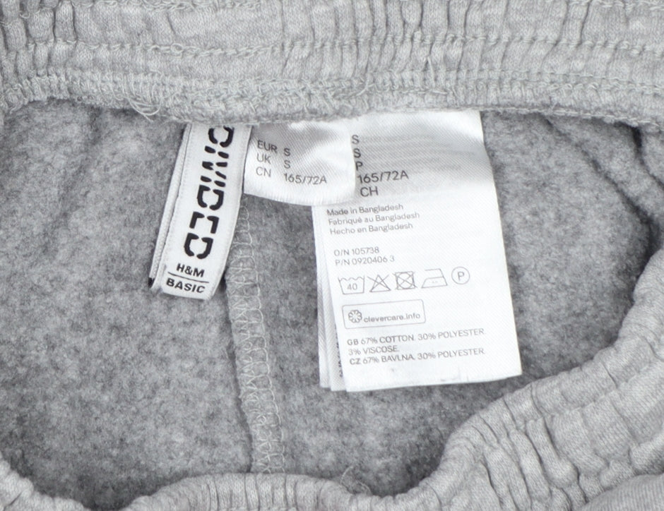 H&M Women Grey Size S Fleece Jogger Sweatpants Elastic Waist Pockets