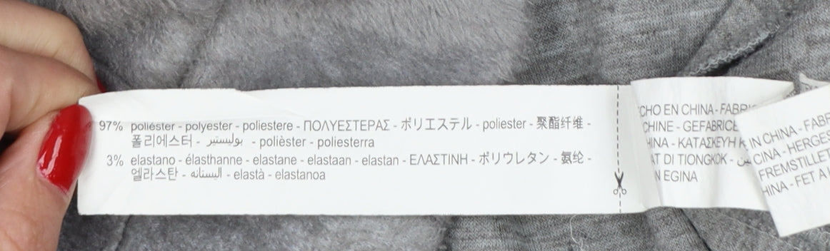 Zara Trafaluc Women Grey M Velour Hooded Pullover Hoodie