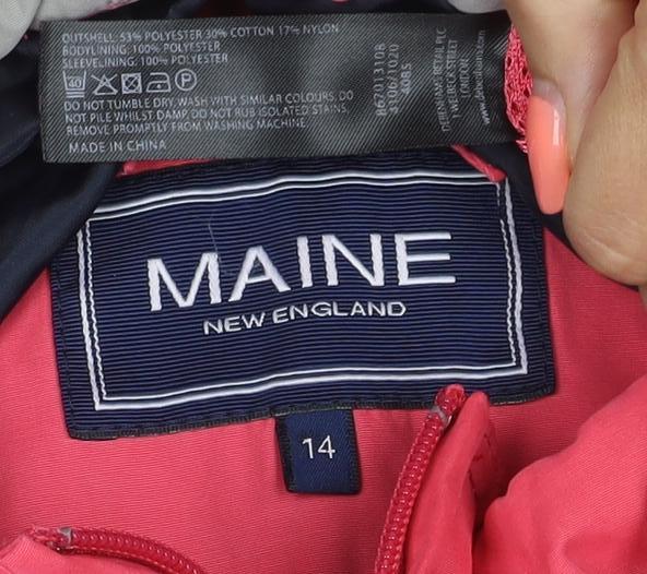 Maine New England Women’s Pink UK 14 Hooded Rain Jacket