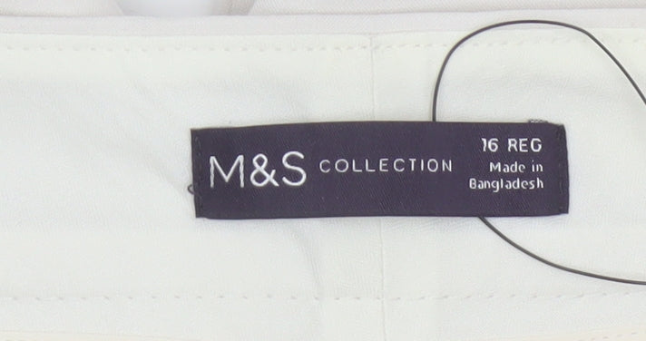 Marks & Spencer Women Ivory Size 16 Regular Tapered Ankle Zip Trousers