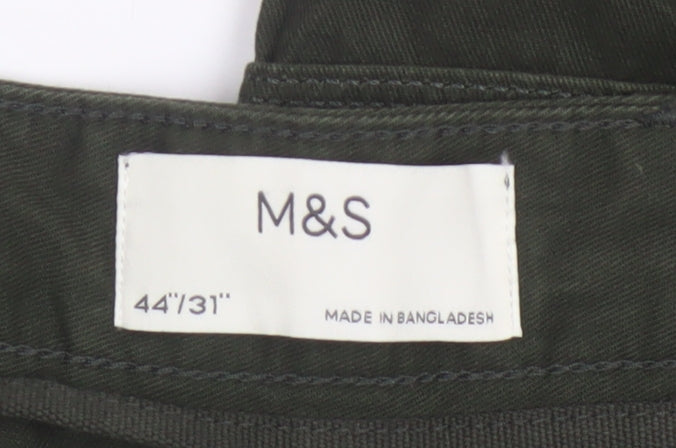Marks & Spencer Men Green 44 Cargo Trousers 44W 31L Cotton