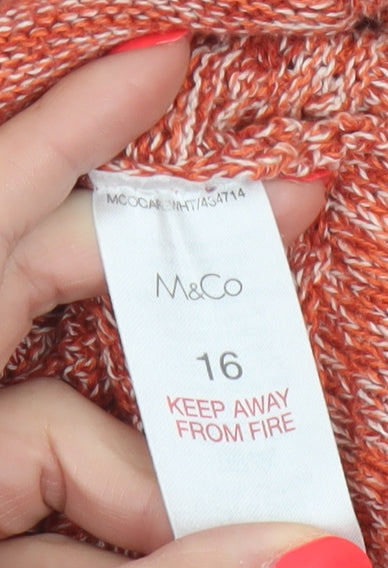 M&Co Women’s Orange Cotton Striped Knit Pullover Jumper Size 16