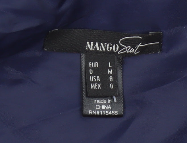 Mango Suit Women’s Blue Silk UK 12 Shift Dress V-Neck Geometric