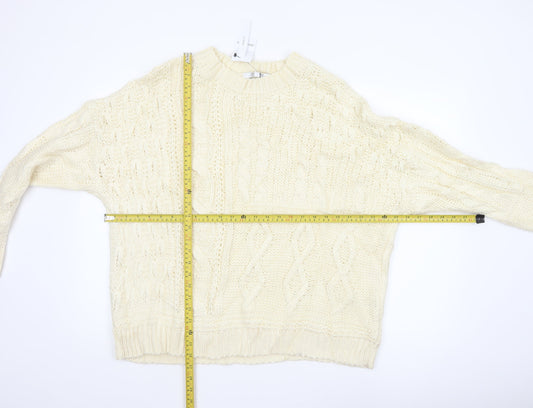 JD Williams Women Ivory Size 20 Cable Knit Crew Neck Jumper New