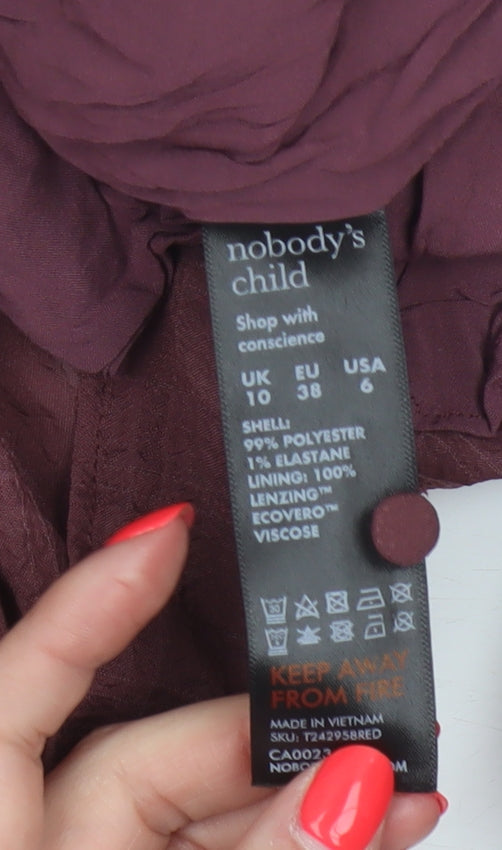 Brand and care label for Nobody's Child Women Red UK 10 Bow Tie V-Neck Balloon Sleeve Blouse