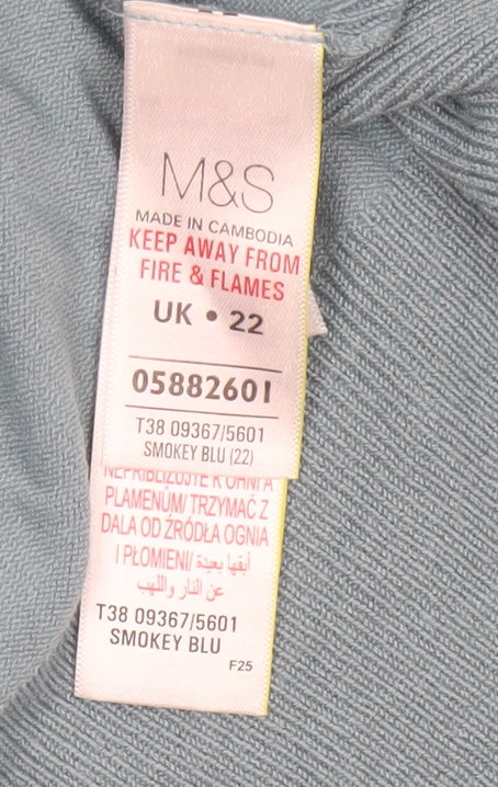 Marks and Spencer Women Blue UK 22 V-Neck Button Cardigan
