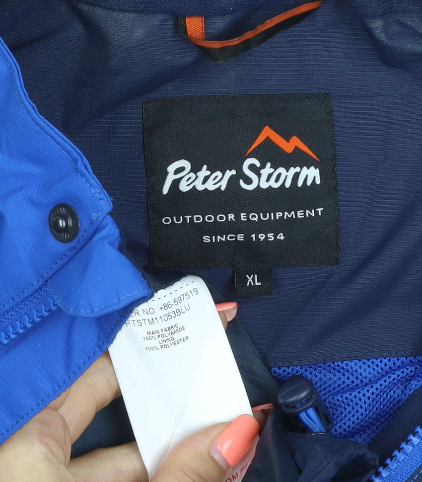 Peter Storm Men’s Blue XL Waterproof Outdoor Jacket Full Zip