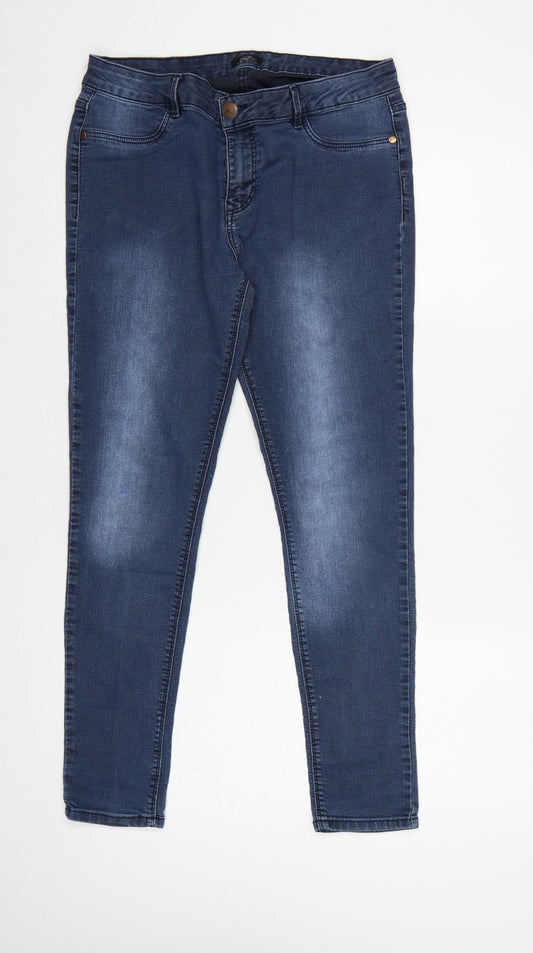 F&F Women’s Blue UK 14 Short Skinny Mid Rise Stretch Jeans