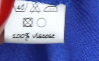 Angel Circle Women Blue Size 2 V-Neck Button 3/4 Sleeve Viscose Blouse