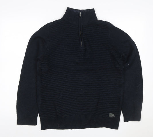 Back view of Broken Standard Men’s Black S 1/4 Zip High Neck Knit jumper