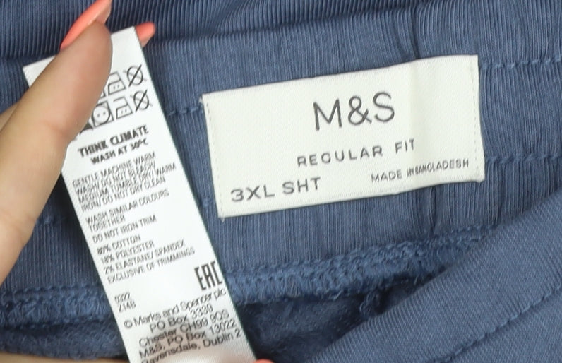 Marks and Spencer Men Blue 3XL Regular Fit Drawstring Walking Trousers