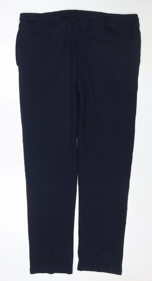 Marks & Spencer Men Blue 2XLT Long Sweatpants Drawstring Joggers