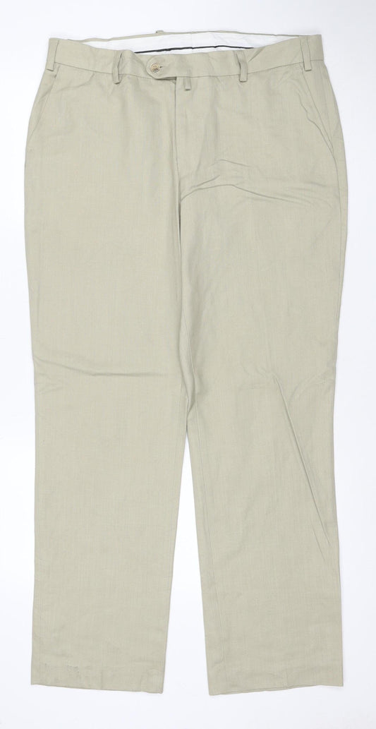 Cruise Men’s Beige 36R Straight Leg Formal Dress Trousers