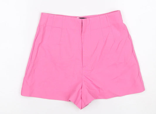 Zara Women Pink UK 6 XS Tailored High Rise Flat Front Shorts