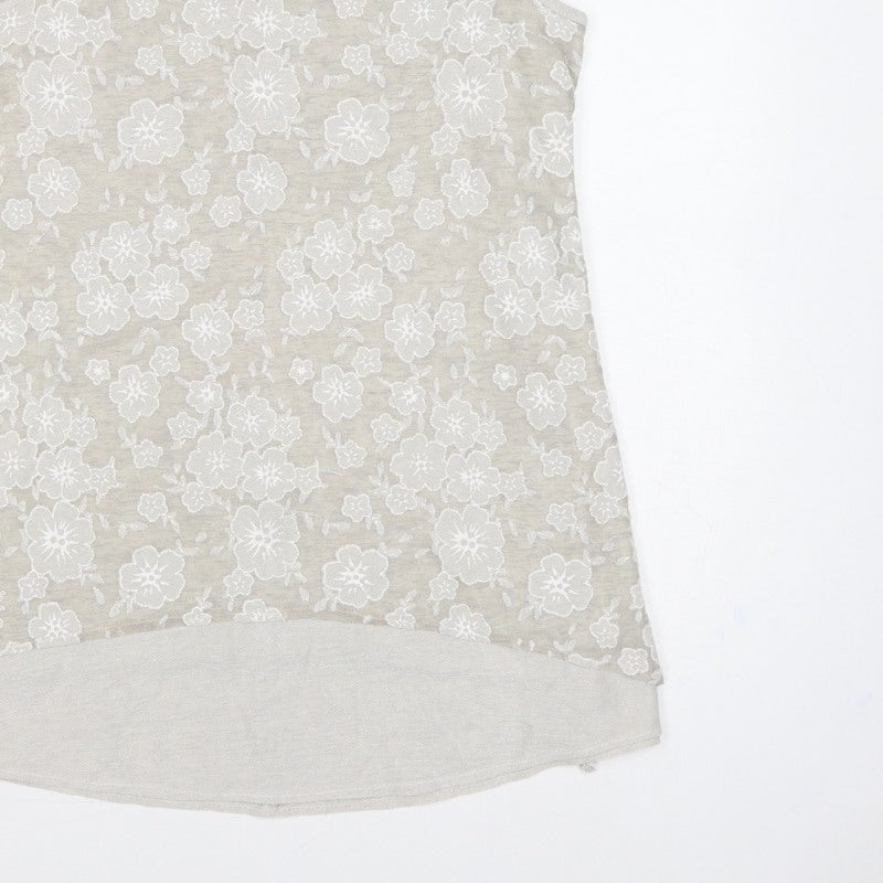 Saloos Women Ivory Floral Lace Sleeveless Tank Top UK 12