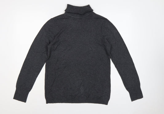 Gap Women Grey L Roll Neck Cotton Blend Knit Pullover Jumper