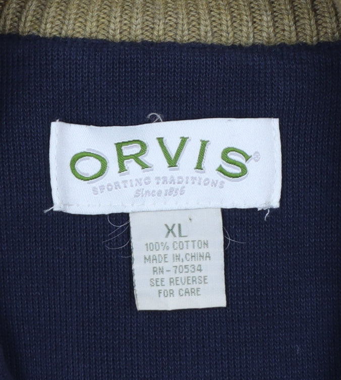 Orvis Men’s Beige XL Full Zip Cotton Knit Outdoor Vest
