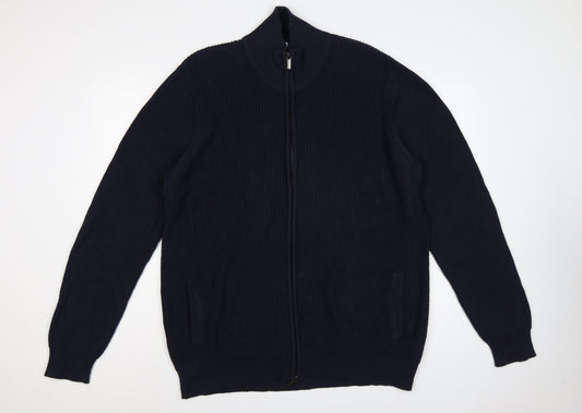 Back view of La Redoute Men’s Blue 2XL Full Zip High Neck Knit Jumper Cardigan