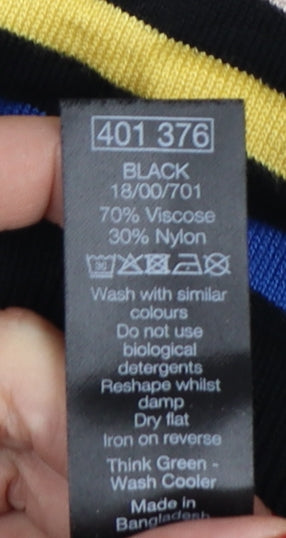 M&Co Women Black Multicolour Striped Knit Jumper Size 10