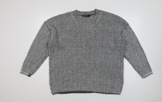Yours Women Grey Marl Chunky Knit Crew Neck Jumper UK 14-16