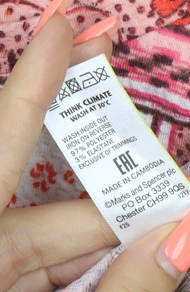 Marks & Spencer Women Multicoloured Floral Jersey Blouse UK 16