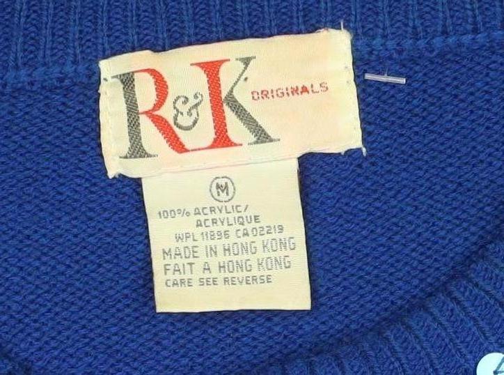 R&K Originals Women Blue M Sequin Crew Neck Vintage Acrylic Jumper