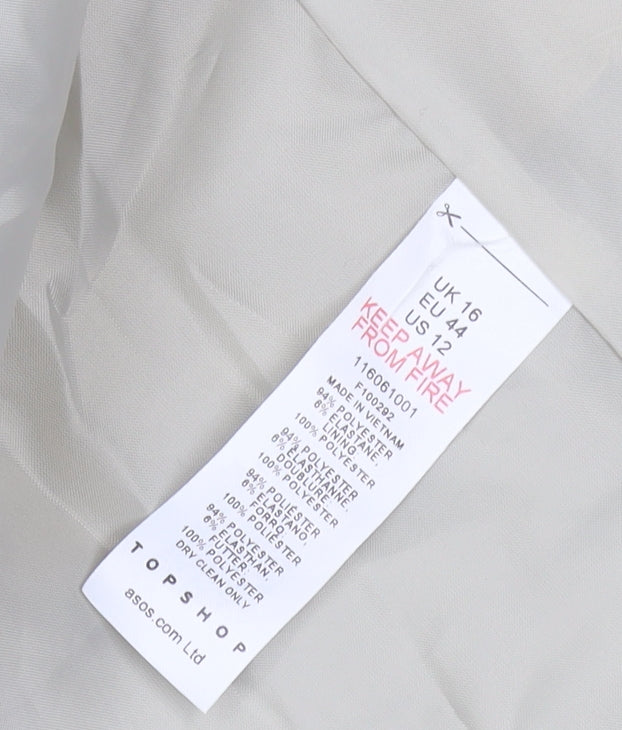 Topshop Women’s Beige UK 16 Double-Breasted Long Blazer Jacket