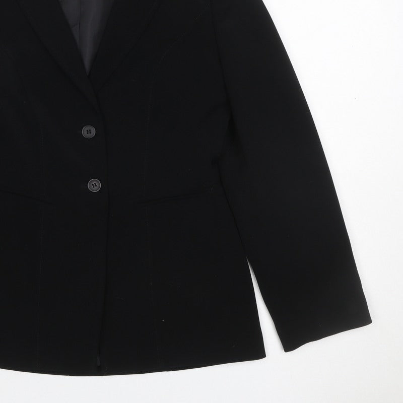 Fellini Women Black UK 10 Two Button Tailored Lined Blazer Jacket