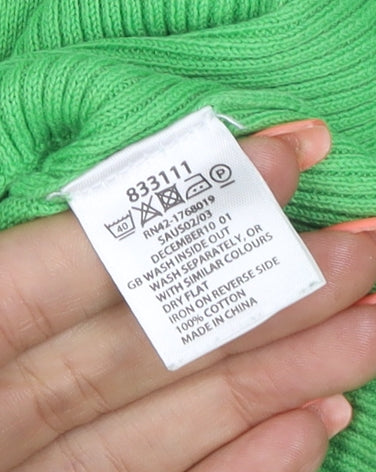 Monsoon Women Green UK 12 V-Neck Cotton Puff Sleeve Cardigan