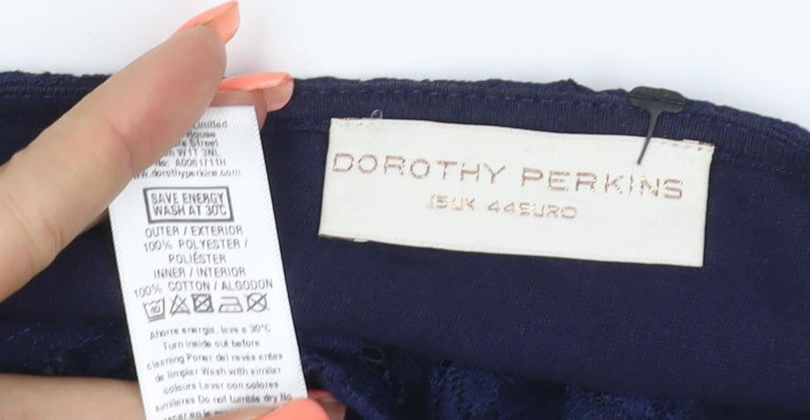 Dorothy Perkins Women Blue UK 16 Bodycon Knee Length Floral Lace Dress