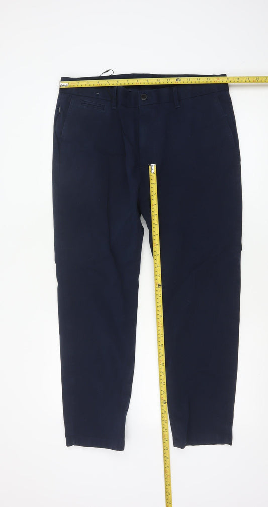 M&S Men’s Blue 36W 29L Slim Ultimate Chino Trousers Stretch