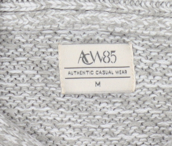 Additional view of AW85 Men’s Grey Medium Shawl Collar Chunky Knit Acrylic Jumper