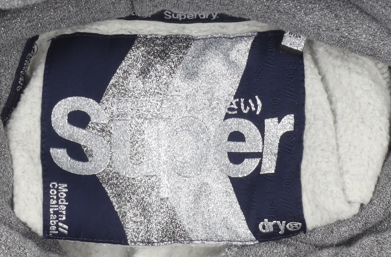 Superdry Women’s Grey UK 12 Pullover Hoodie Graphic Logo