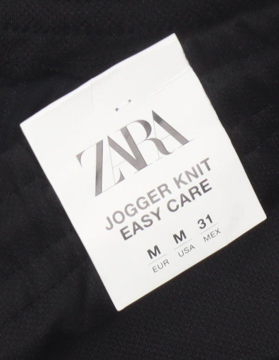 Zara Men’s Black M 31 Jogger Knit Tapered Drawstring Trousers