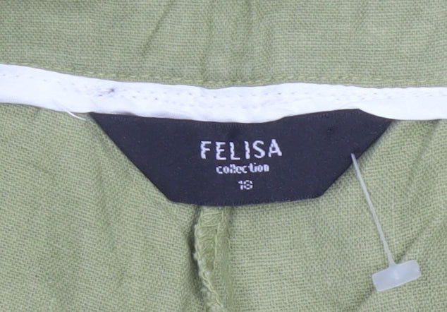 Felisa Collection Women’s Green Linen Blend Straight Dress Trousers Size 18