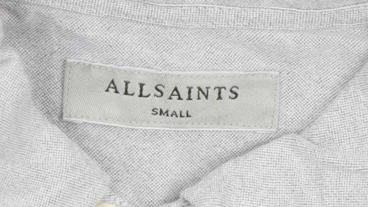 AllSaints Men Grey Small Cotton Long Sleeve Button-Up Casual Shirt