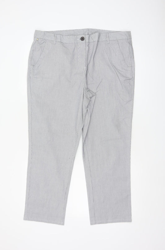 Additional front view of Maine New England Women’s Grey Stripe Chino Trousers UK 16 Tapered