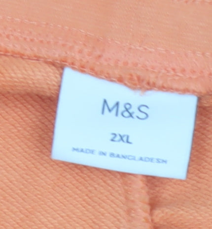 M&S Men’s Orange 2XL Cotton Jersey Drawstring Sweat Shorts