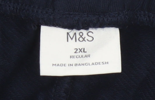 Marks and Spencer Men's Navy 2XL Regular Jogger Trousers Drawstring