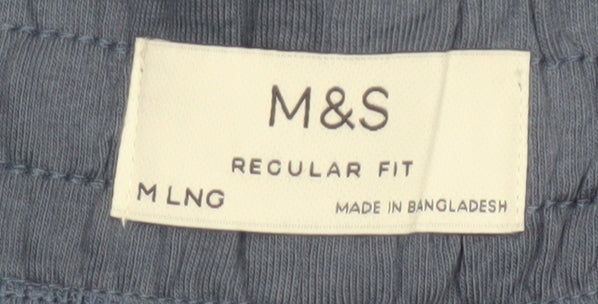 M&S Men’s Blue M Regular Fit Drawstring Jersey Jogger Trousers