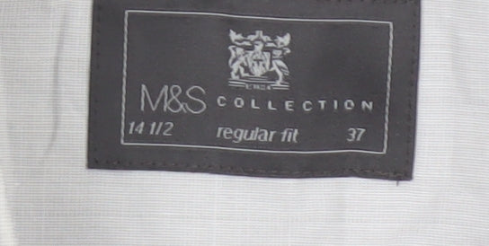 Marks and Spencer Men Grey 14.5 Regular Fit Long Sleeve Shirt 37in