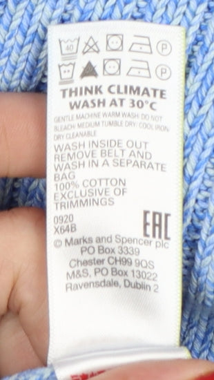 Marks and Spencer Women Blue UK 12 Crew Neck Rib Knit Jumper