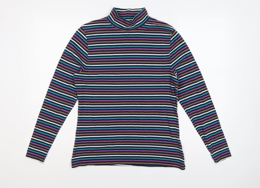 Marks & Spencer Women Multicoloured UK 14 Striped Roll Neck Top