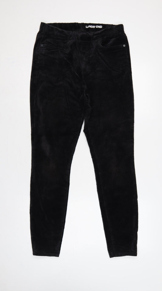 Lands' End Women Black UK 12 Tapered Velvet Trousers