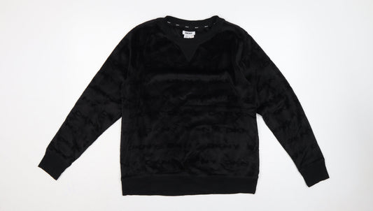 DKNY Women’s Black M Logo Velour Pullover Sweatshirt