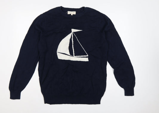 Back view of Frederik Andersson Copenhagen Men’s Navy L Sailboat Knit Jumper