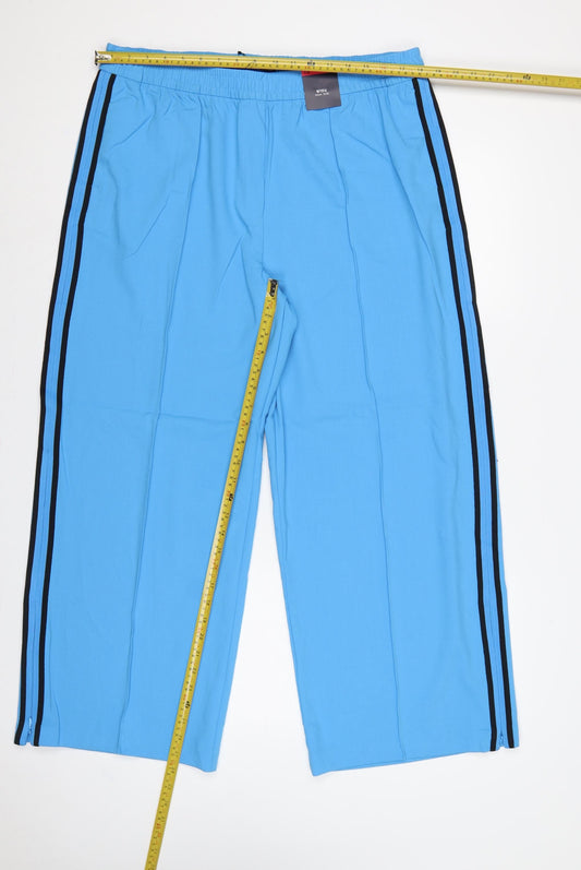 Marks & Spencer Women Blue Wide Leg High Rise Trousers UK 18 Short