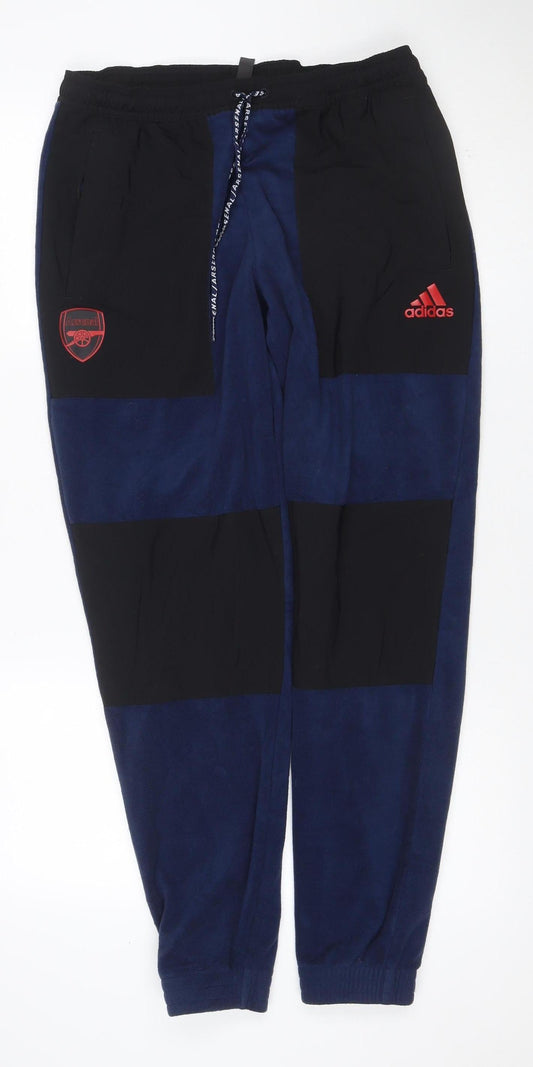 Additional front view of adidas Arsenal Teens Blue Black 10-12 Fleece Track Pants Joggers