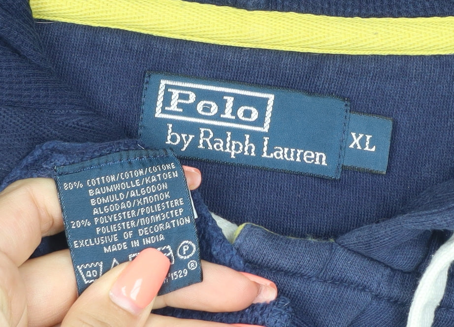 Polo Ralph Lauren Men’s Blue XL Henley Hoodie Embroidered Logo